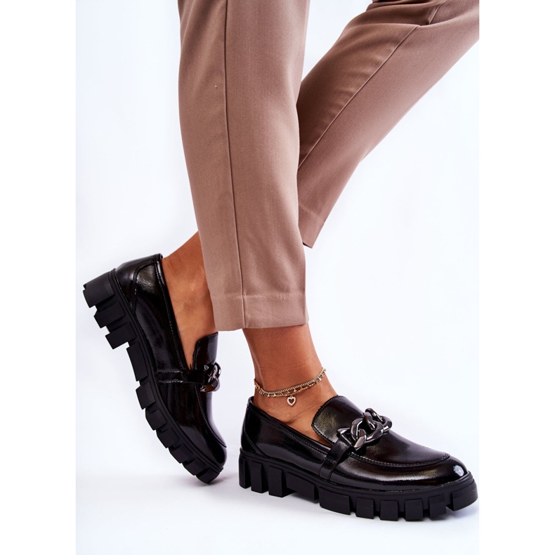 Sergio Leone Mocasini Lacuiti Pe Platforma Inger Neagra negru 2