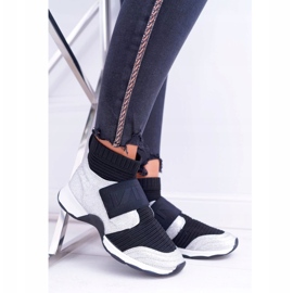 Pantofi Sport dama Lu Boo With Sock Silver Glitter Phantom HT9022 negru argint 2