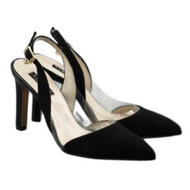 Lizard Sandale din piele pentru femei pe Szpilka 04765 Negru 1