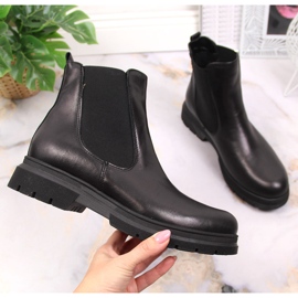 Botine negre Dolce Pietro din piele cu slip-on negru 1