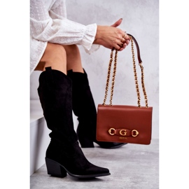 WS1 Cizme cowboy din piele intoarsa Casey negre D7933 negru 2