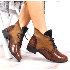 Cizme Jezzi de damă, cu șireturi, maro cald 1 Cizme Jezzi de damă, cu șireturi, maro cald 1