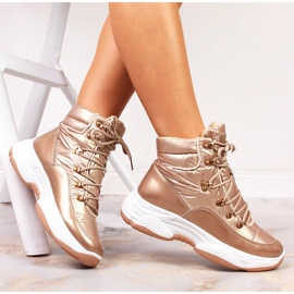 Pantofi sport Vinceza de damă, înalți izolați, aurii de aur 1