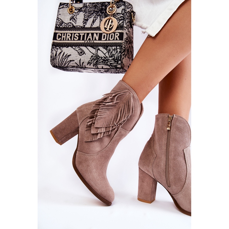 Cizme din piele intoarsa dama Lewski Shoes 3093 Cappucino maro 2