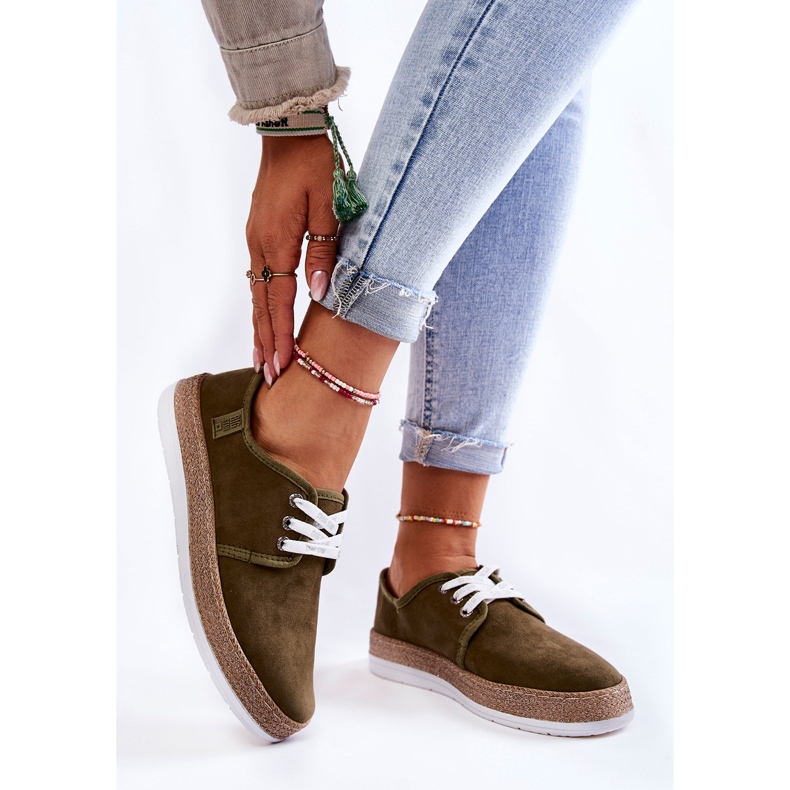 Pantofi de damă cu spumă cu memorie Big Star KK276007 Kaki verde 1