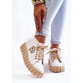 Lewski Shoes Pantofi sport din piele Lewski albi legati 3252 / N 1