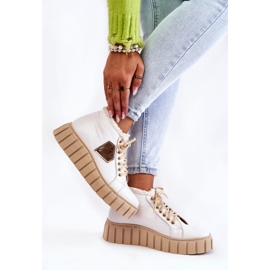 Lewski Shoes Pantofi sport din piele Lewski albi legati 3252 / N 2