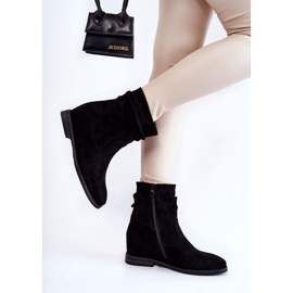 S.Barski Cizme din piele intoarsa la moda pe o pană ascunsă Finney negru 2