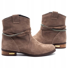 Olivier Cizme izolate pentru femei cu lanț Luna bej maro 2