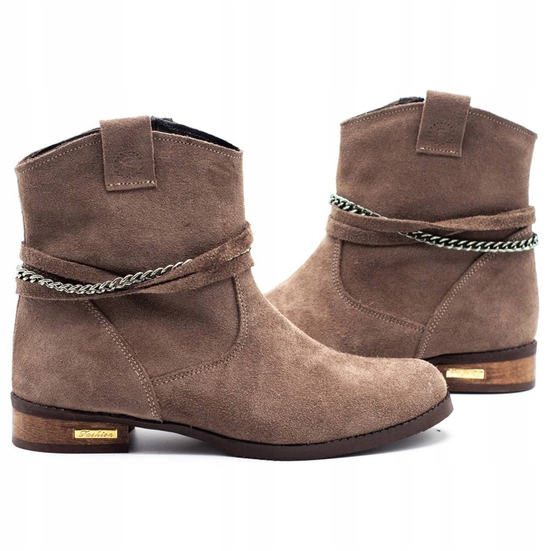 Olivier Cizme izolate pentru femei cu lanț Luna bej maro 2