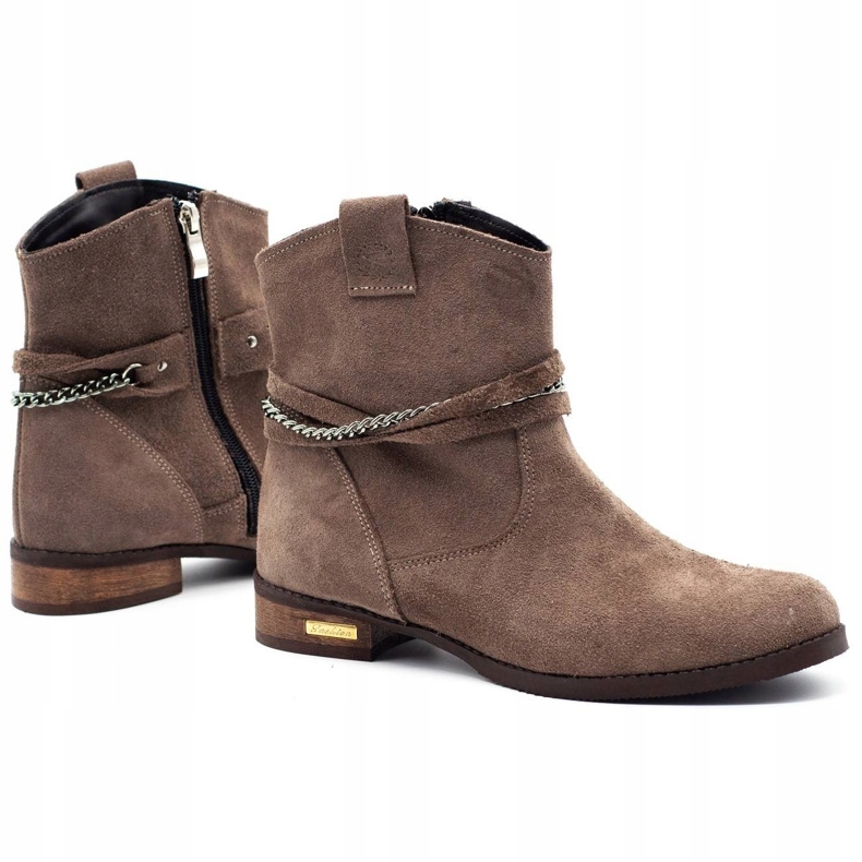 Olivier Cizme izolate pentru femei cu lanț Luna bej maro 1