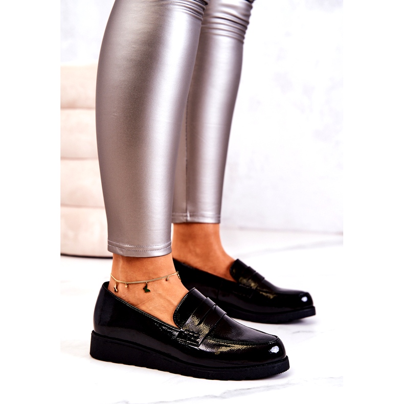 Mocasini negri La.Fi cu pană patentată negru 1 Mocasini negri La.Fi cu pană patentată negru 1