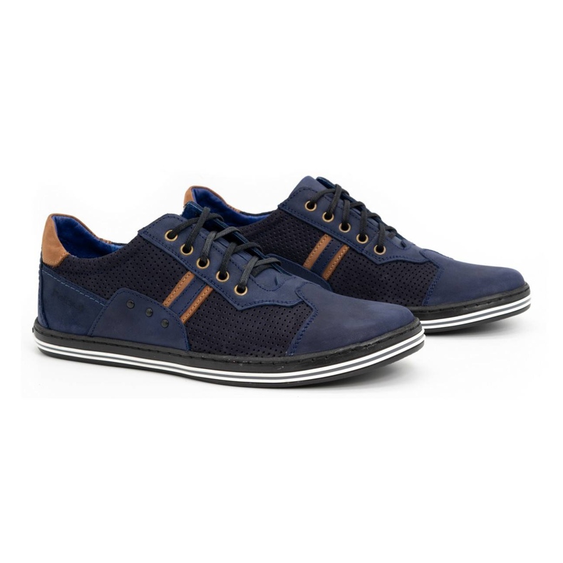 Polbut Pantofi casual bărbați 1801P bleumarin nubuc/camel albastru 2
