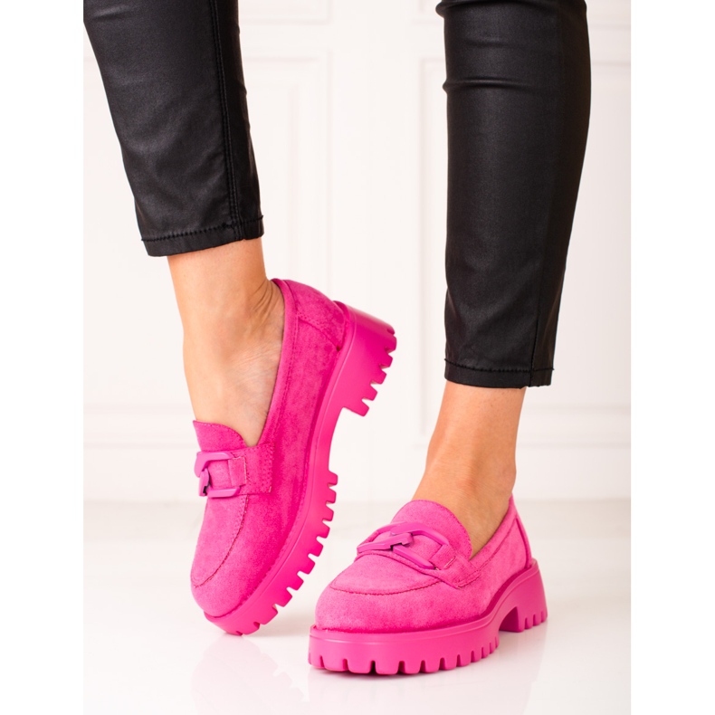 Mocasini roz de dama pe platforma Shelovet 1