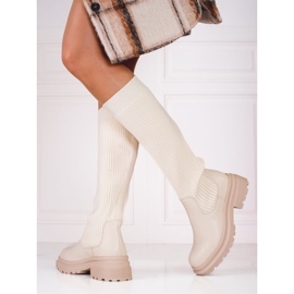 Cizme bej cu o parte superioară Shelovet flexibilă 1