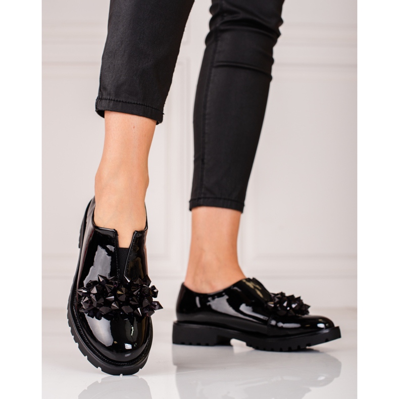 Pantofi de dama lacuiti pe platforma Shelovet negru 1