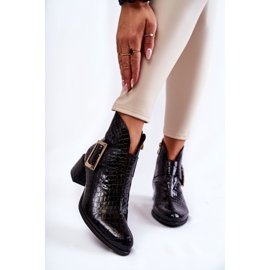 PA2 Botine din piele crocodil cu fermoar negru Briana 1 PA2 Botine din piele crocodil cu fermoar negru Briana 1