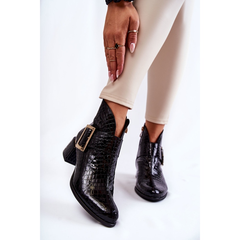 PA2 Botine din piele crocodil cu fermoar negru Briana 1 PA2 Botine din piele crocodil cu fermoar negru Briana 1