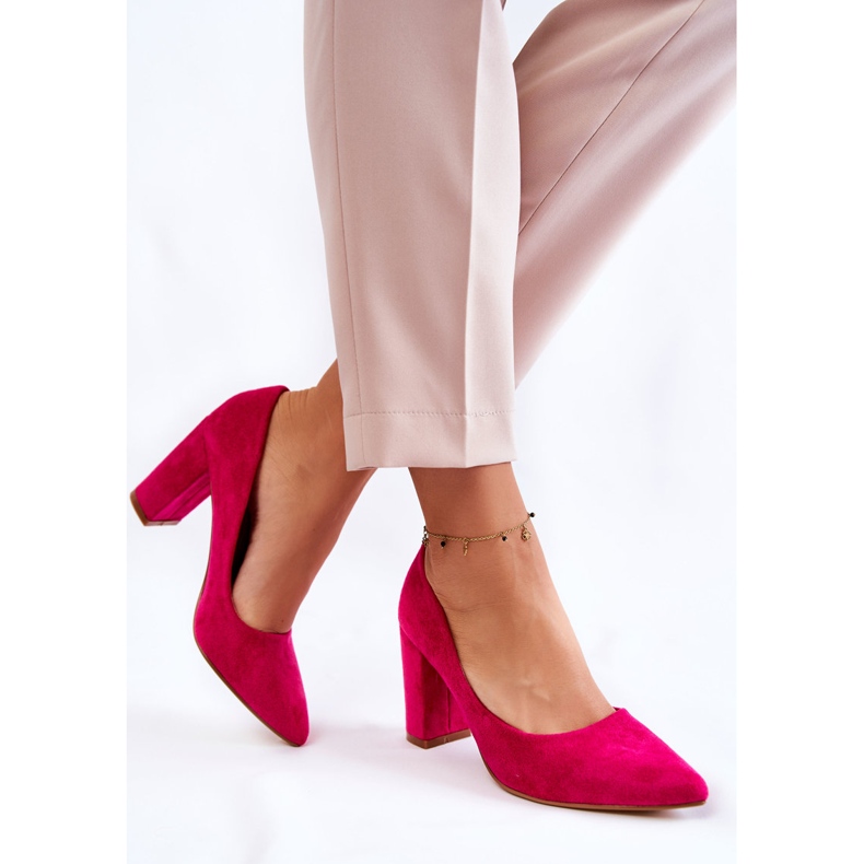 PS1 Pompi clasici din piele intoarsa pe un bar fuchsia Kendra roz 1