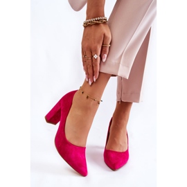 PS1 Pompi clasici din piele intoarsa pe un bar fuchsia Kendra roz 4