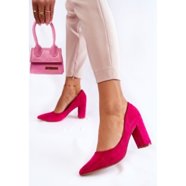 PS1 Pompi clasici din piele intoarsa pe un bar fuchsia Kendra roz 5