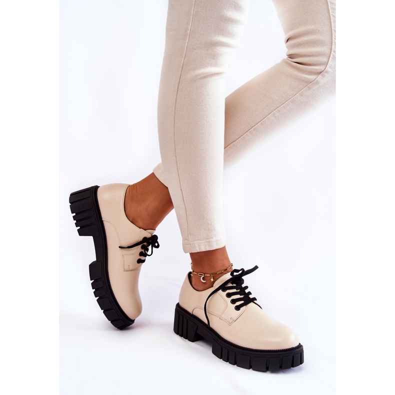 Pantofi din piele la modă La.Fi 210013BE-PU Bej 2