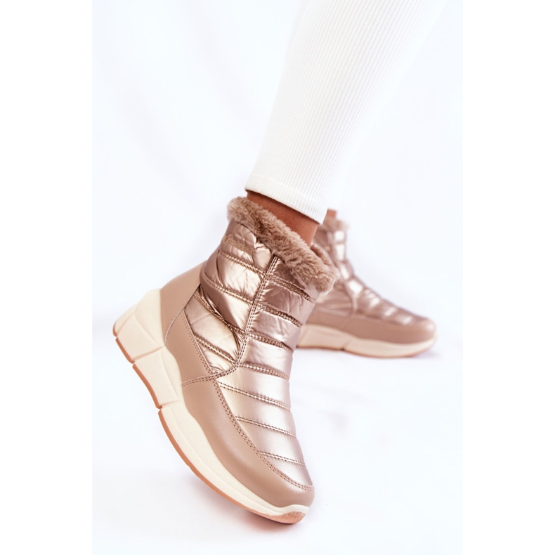 PE1 Cizme De Zapada Dama Cu Fermoar Aur-Bej Senia maro 2