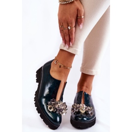 Pantofi Eleganti Lacuiti Cu Decorat Cindy Verde Inchis 2