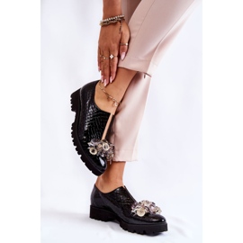 Pantofi Eleganti Lacuiti Cu Ornament Crocodil Negru Cindy 2
