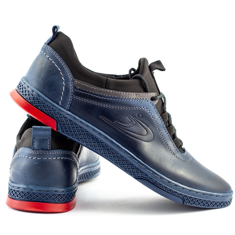Polbut Pantofi din piele pentru bărbați K24 Navy Blue albastru 1