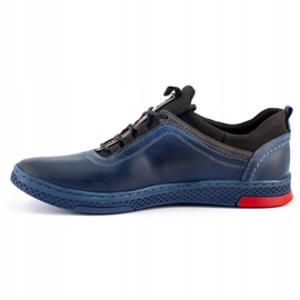 Polbut Pantofi din piele pentru bărbați K24 Navy Blue albastru 2