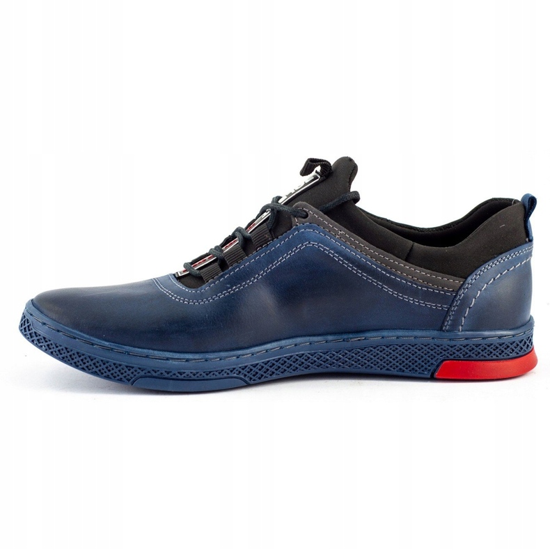 Polbut Pantofi din piele pentru bărbați K24 Navy Blue albastru 2