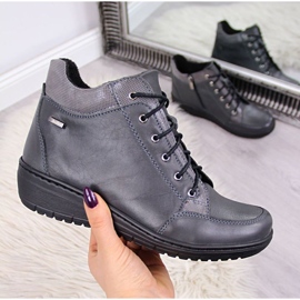 Cizme din piele cu pană izolată Helios W H524A gri 1 Cizme din piele cu pană izolată Helios W H524A gri 1