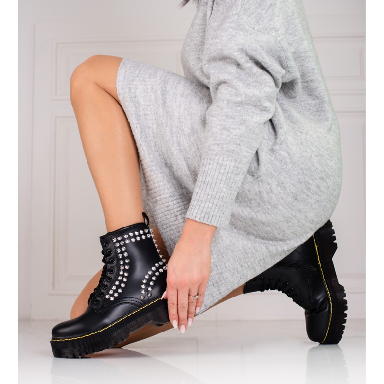 Cizme negre de dama pe platforma Shelovet negru 1