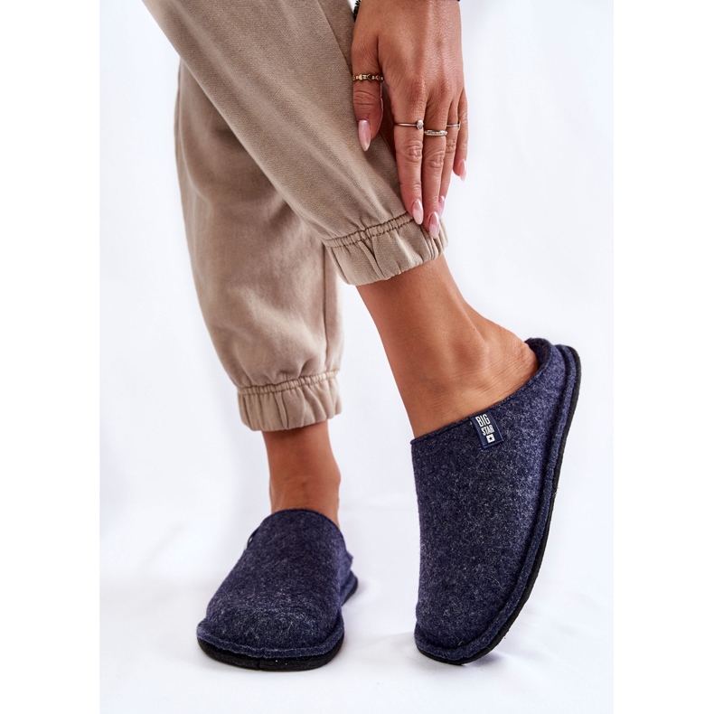 Papuci de damă Classic Felt Big Star KK276013 Bleumarin albastru 1
