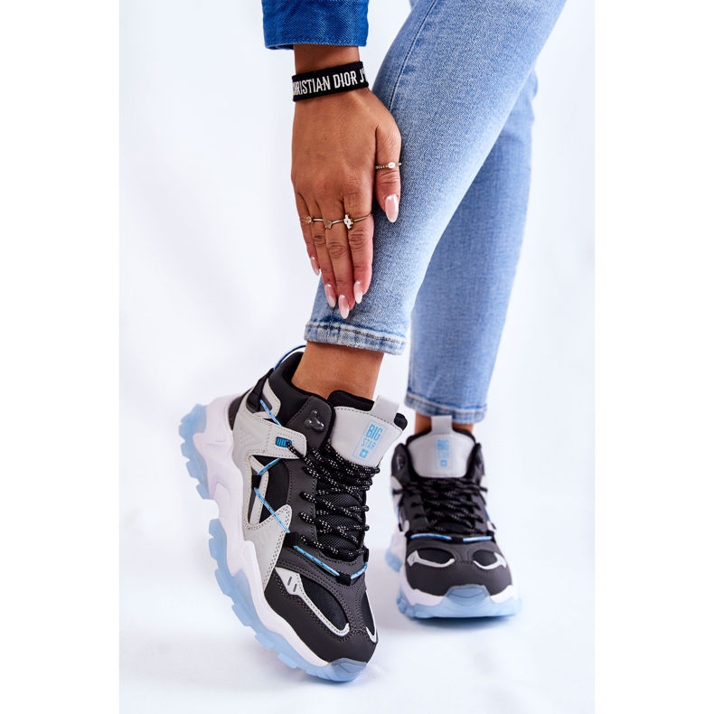 Pantofi sport de damă pe o platformă masivă Big Star KK274386 negru-gri 1
