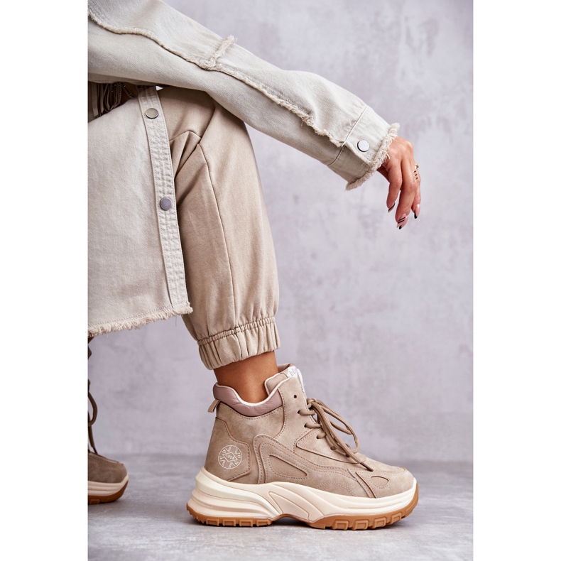 Cizme de drumeție pe platforma Lee Cooper LCJ-22-44-1352L Beige bej 4