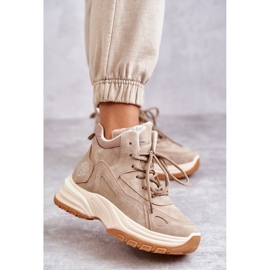 Cizme de drumeție pe platforma Lee Cooper LCJ-22-44-1352L Beige bej 1