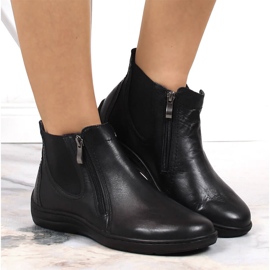Cizme confortabile de damă din piele, cu fermoare izolate Łukbut negru 3