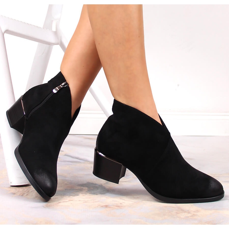 Cizme negre Vinceza din piele intoarsa cu toc inalt pentru femei negru 1