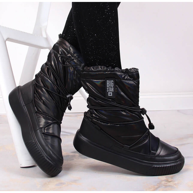 Cizme de zăpadă metalice, slip-on negre Big Star KK274193 negru 1