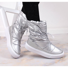 Cizme de zăpadă cu slip-on metalizate argintii Big Star KK274195 1