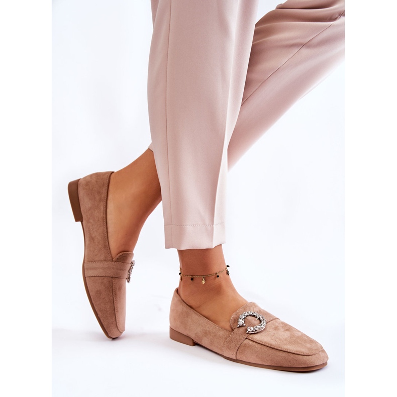 PS1 Mocasini clasici din piele intoarsa bej inchis de la Halla 2