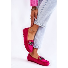 PS1 Mocasini de dama din piele intoarsa cu decoratiuni Fuchsia Janetta roz 2 PS1 Mocasini de dama din piele intoarsa cu decoratiuni Fuchsia Janetta roz 2