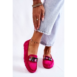 PS1 Mocasini de dama din piele intoarsa cu decoratiuni Fuchsia Janetta roz 1 PS1 Mocasini de dama din piele intoarsa cu decoratiuni Fuchsia Janetta roz 1