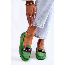 PS1 Mocasini de dama din piele intoarsa cu decoratiuni Janetta verzi verde 1 PS1 Mocasini de dama din piele intoarsa cu decoratiuni Janetta verzi verde 1