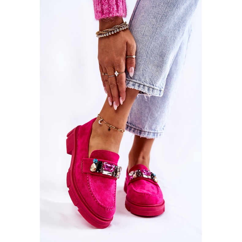 PS1 Mocasini de dama din piele intoarsa cu decor Fuchsia Karlott roz 1 PS1 Mocasini de dama din piele intoarsa cu decor Fuchsia Karlott roz 1