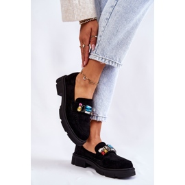 PS1 Mocasini Dama De piele intoarsa Cu Decorat Negru Karlott 2