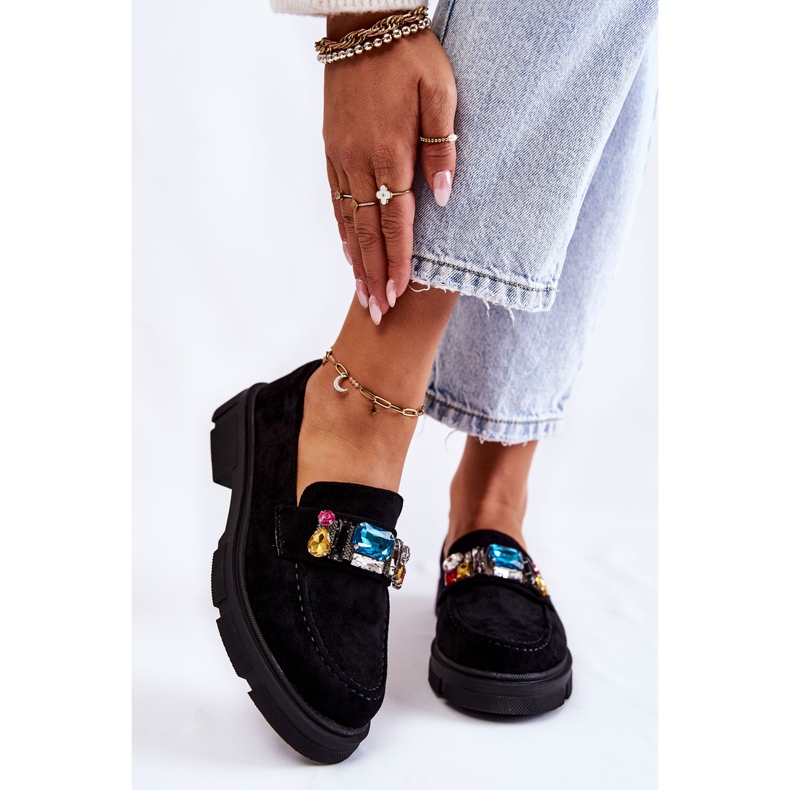 PS1 Mocasini Dama De piele intoarsa Cu Decorat Negru Karlott 1