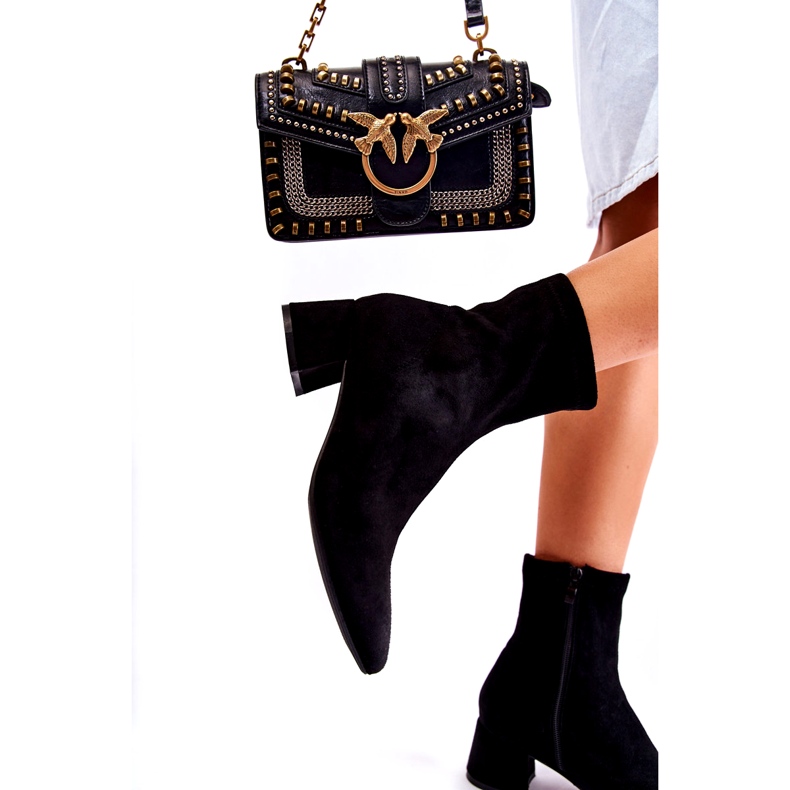 WD1 Cizme înalte de damă din piele intoarsa Black Gloriss 8098-1 negru 2